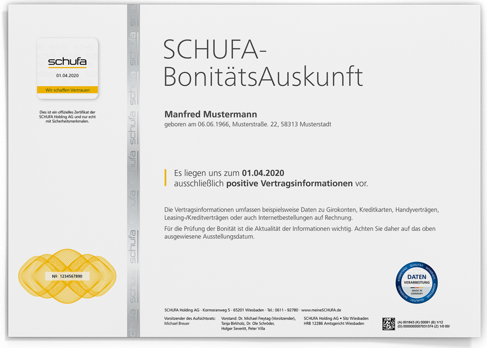 Zertifikat Schufa