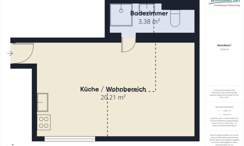 SOFORT VERFÜGBAR: 24 M² APARTMENT IN TOP WOHNLAGE