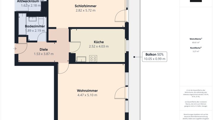 Gepflegte Eigentumswohnung in Homburg mit Balkon nahe der Uni-Klinik