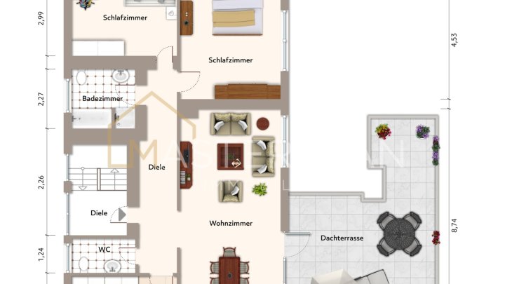 Zweifamilienhaus mit Einliegerwohnung und Dachterrasse in sehr ruhiger Lage von Wadgassen-Werbeln