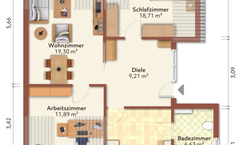 Gemütliche 3ZKB DG-Wohnung 1km vom Großen Markt entfernt