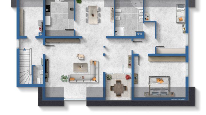 Gepflegte DG-Wohnung im Zweifamilienhaus – Loggia, Terrasse & eigener Bürobereich