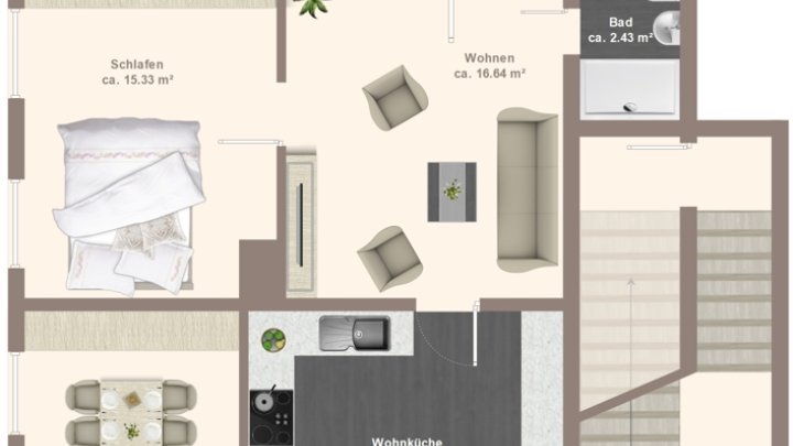 Gepflegte 3-ZKB-Wohnung in ruhiger Lage