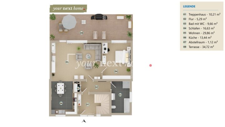 Erdgeschosswohnung mit schöner Aussicht und Garage