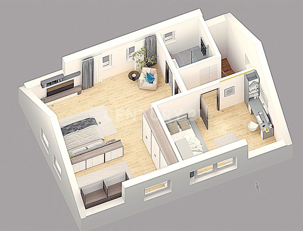 3D Grundriss des OG nach möglichem Ausbau