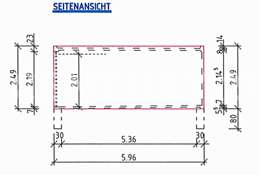 Grundriss Seitenansicht der Garage