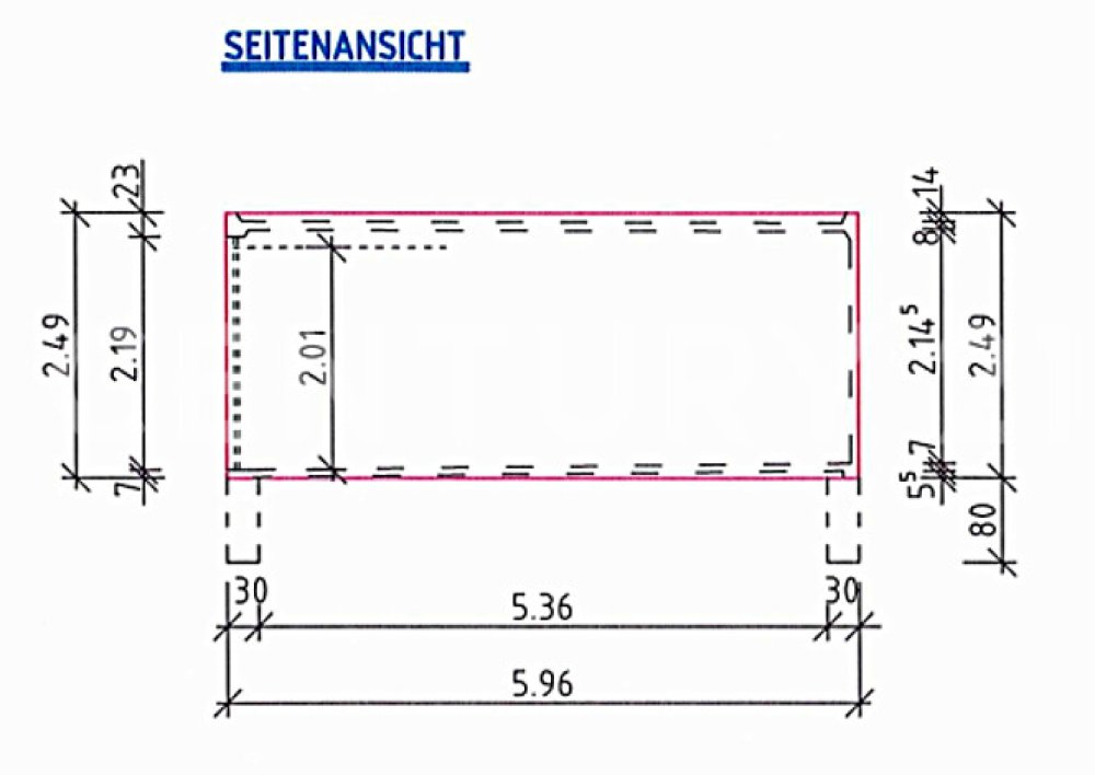 Grundriss Seitenansicht der Garage