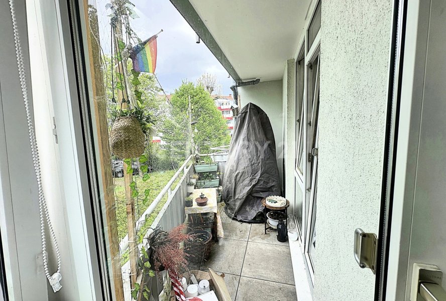 Balkon vom Wohn- und Esszimmer aus gesehen