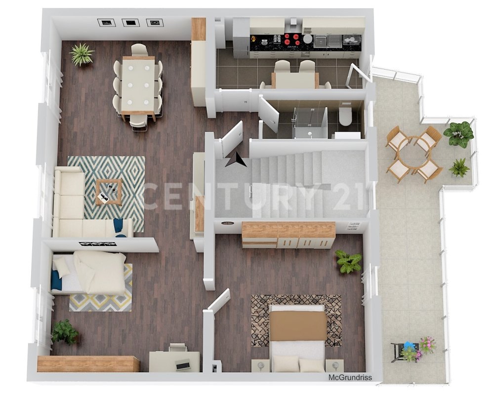 3D Grundriss der Wohnung im 1. Obergeschoss