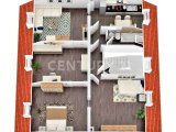 3D Grundriss der Dachgeschoss Wohnung