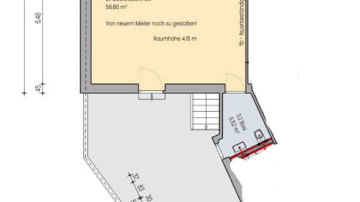 Sanierte Gastro-, Laden- oder Bürofläche mit Schaufenster, zentral in der Kaiserstraße