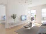 Wohnzimmer mit angrenzendem Balkon
