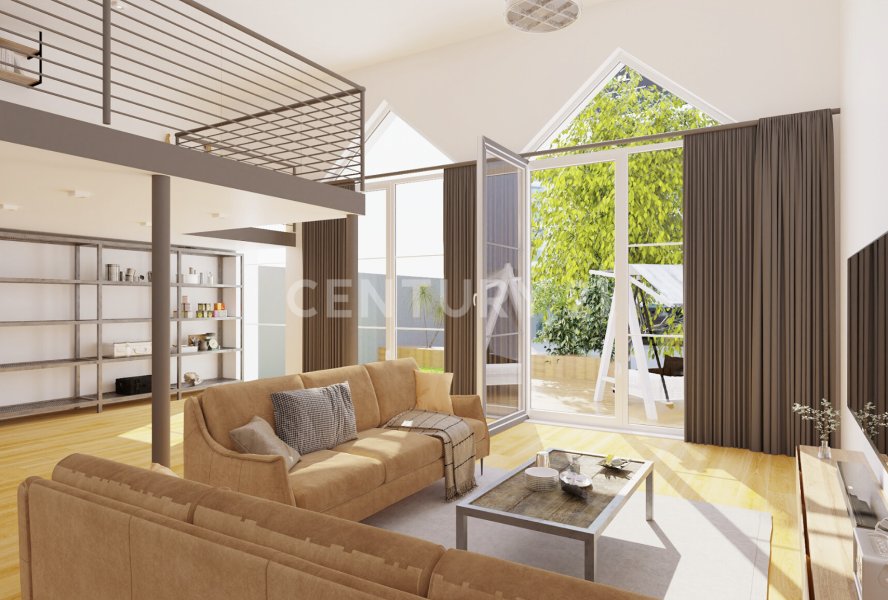 Wohnzimmer mit angrenzender Terrasse