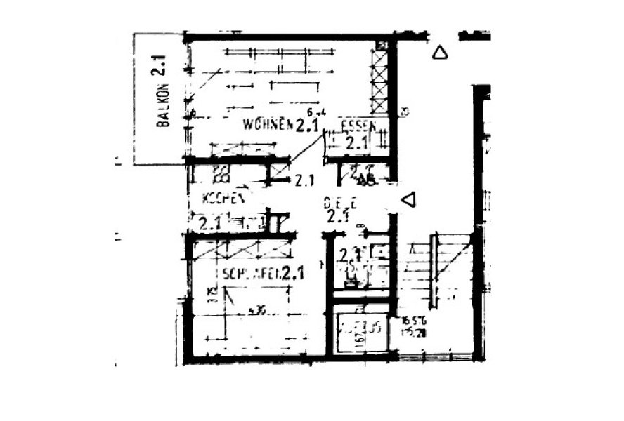 Grundriss 2-ZKB mit Balkon