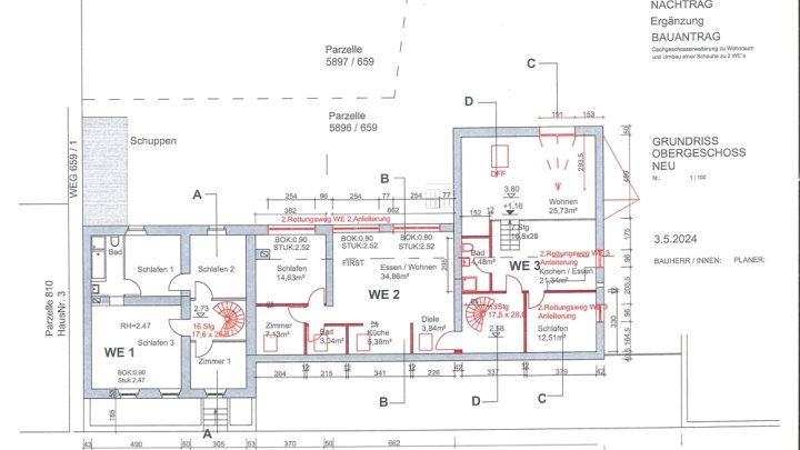 GRENZE L-REMICH: WOHNHAUS MIT 3 WOHNUNGEN, GARAGEN, BAUGRUNDSTÜCK UND GARTEN