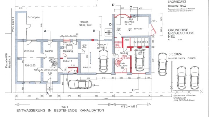 GRENZE L-REMICH: WOHNHAUS MIT 3 WOHNUNGEN, GARAGEN UND GARTEN
