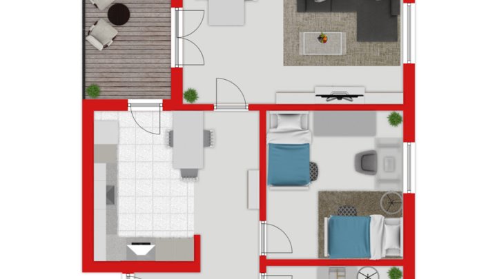 Moderne Wohnung im Obergeschoss mit Balkon und Stellplatz