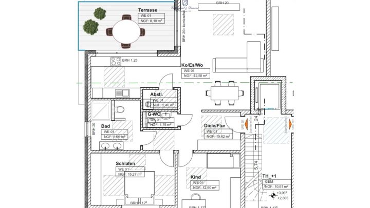 Neuwertiges Penthouse mit EBK + 3 Stellplätzen in Energie-Effizienzhaus