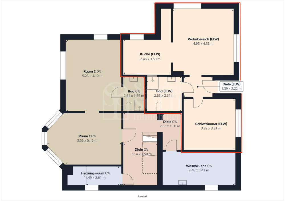 Grundriss (rot markiert)