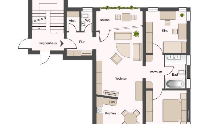 STADTNAH - 3-ZKB ETW für Selbstnutzer mit Tiefgaragenstellplatz und Balkon in 66424 Homburg
